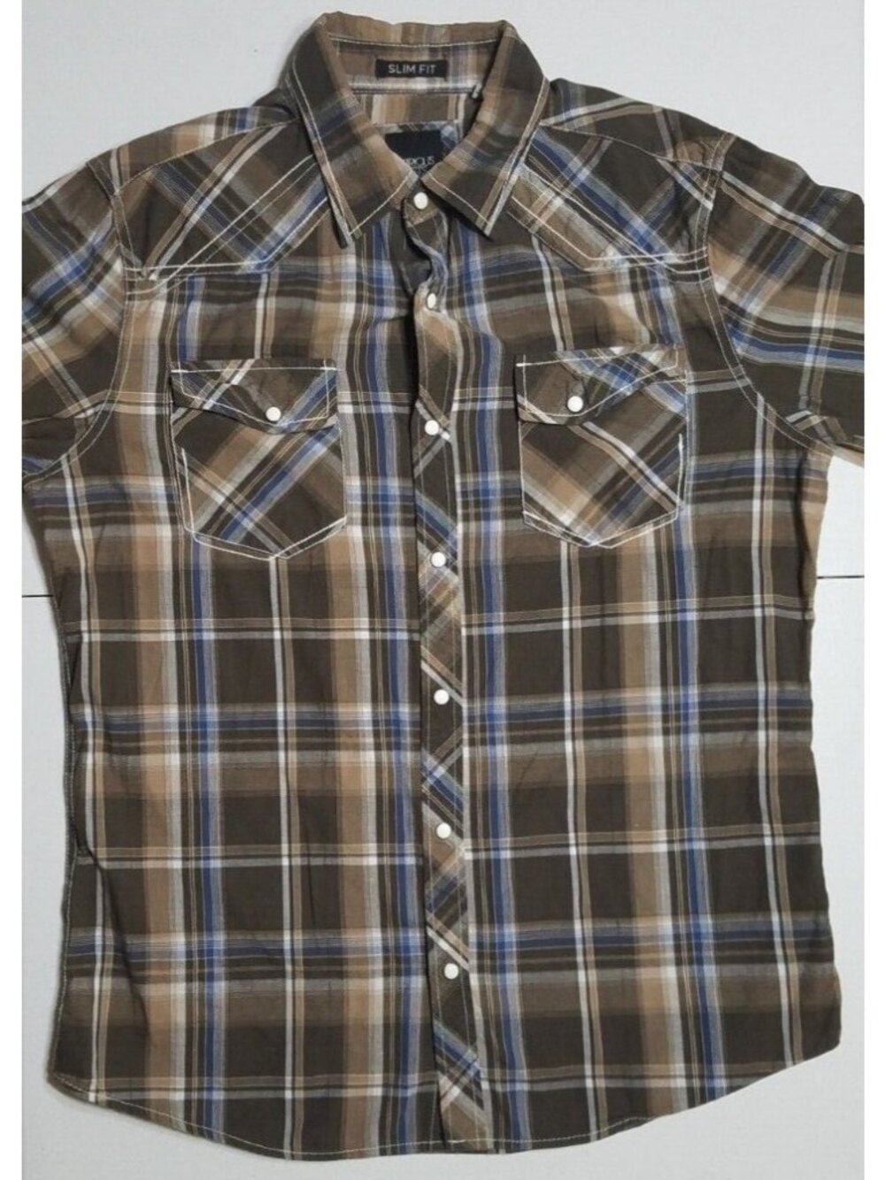 Various Artists Long Sleeve Front Snap Western Preppy Outdoor Plaid Shirt Men M